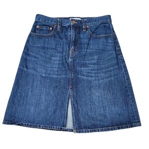 Madewell 100% Cotton Denim A-Line Front Split Mini Skirt Pockets Sz 29